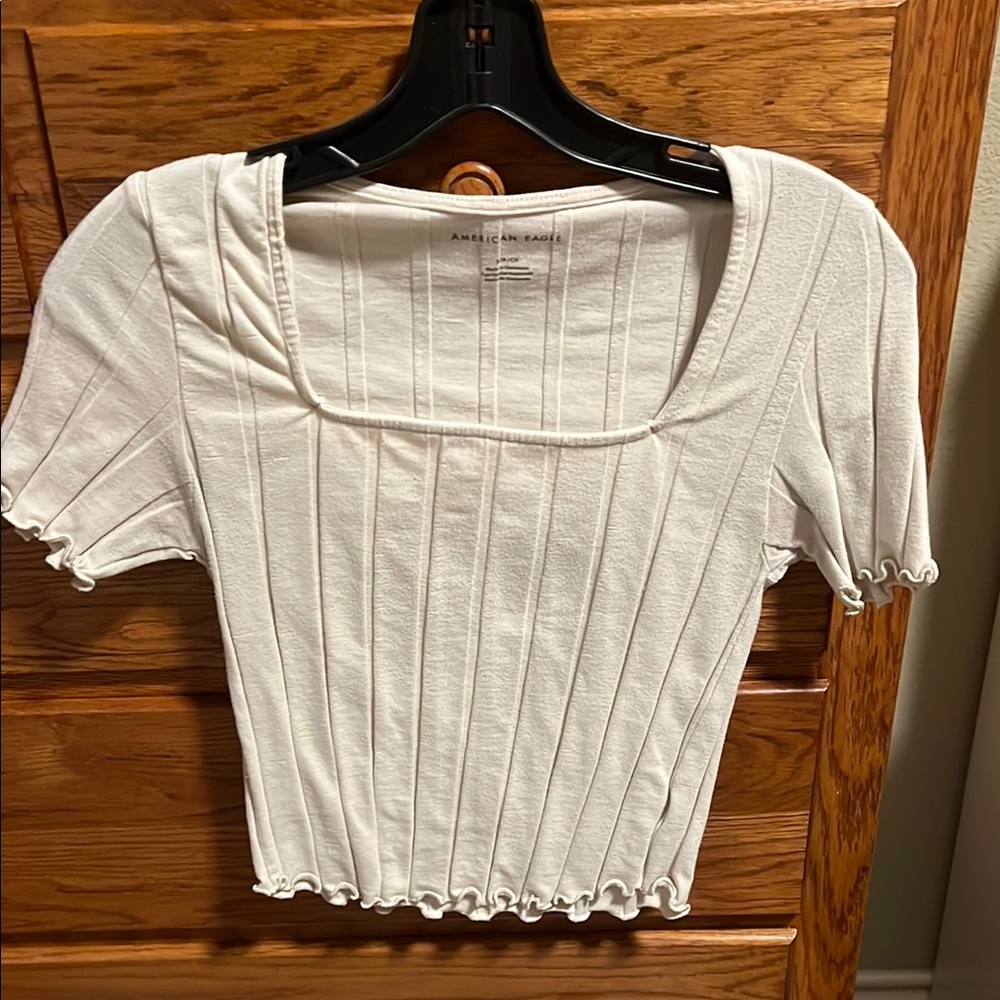 American Eagle Outfitters White Ribbed Women's Top